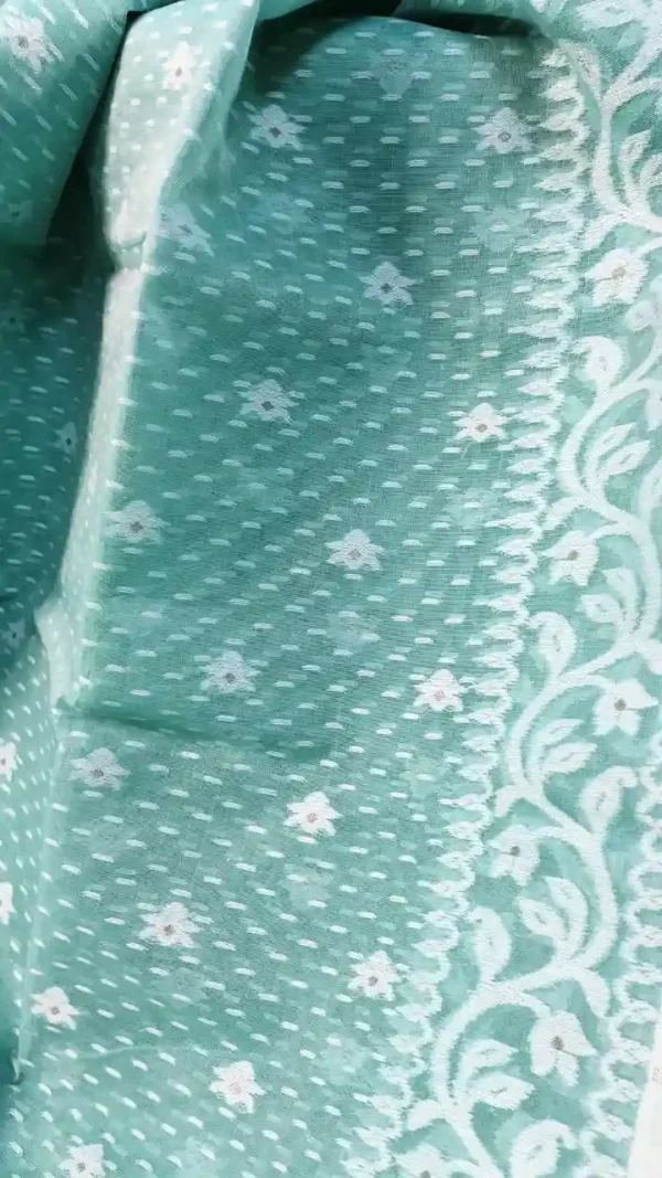 Radiant Cyan Cotton Jamdani Saree,saree