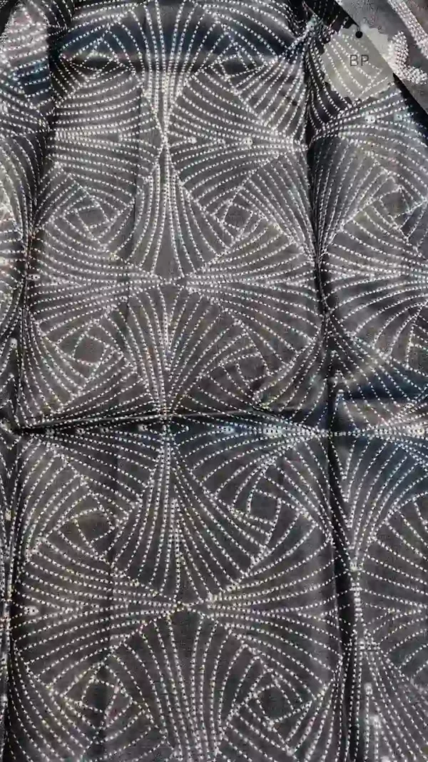 Black Tussar Needle Print Saree