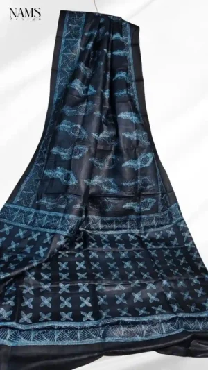 Slate Tussar Needle Print Saree
