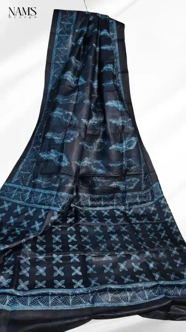 Slate Tussar Needle Print Saree