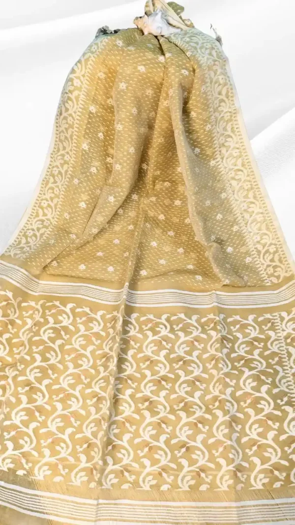 Mustard Yellow Cotton Jamdani,jamdani