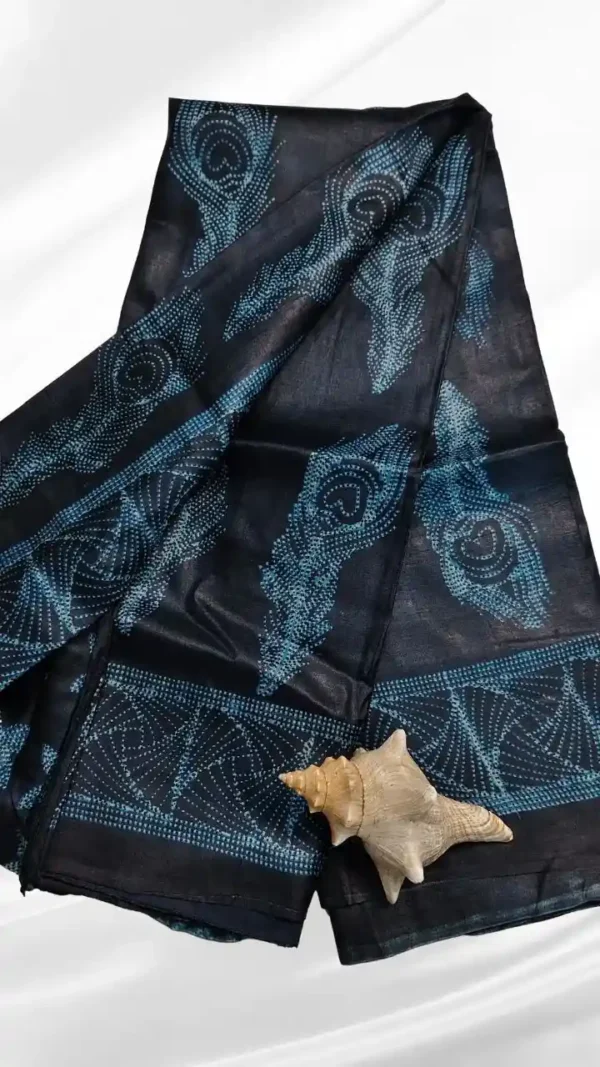 Slate Tussar Needle Print Saree