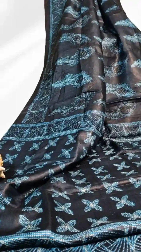 Slate Tussar Needle Print Saree