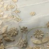 White Resom Peach Embroidery Saree