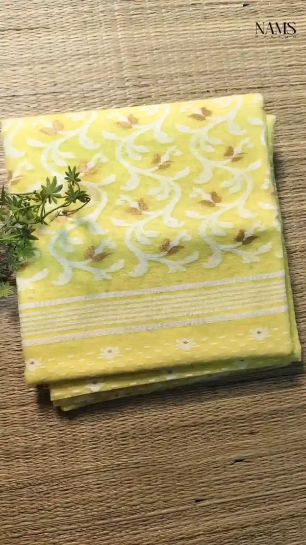 Golden Yellow Cotton Jamdani Saree,saree