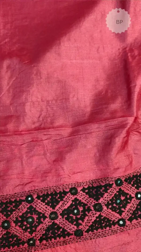 Pink Tussar silk saree