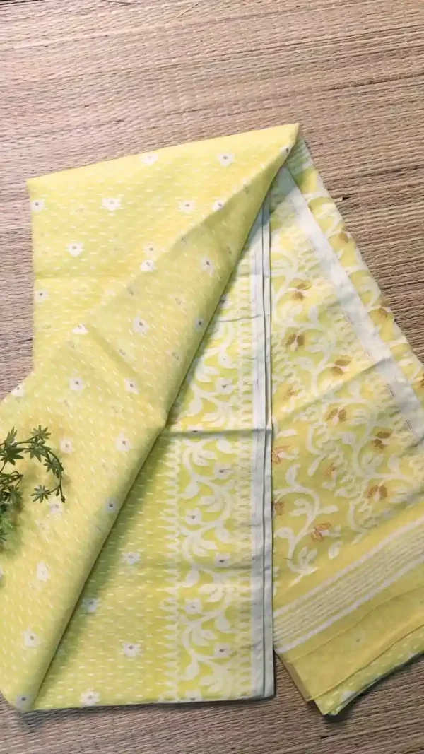 Golden Yellow Cotton Jamdani Saree,saree