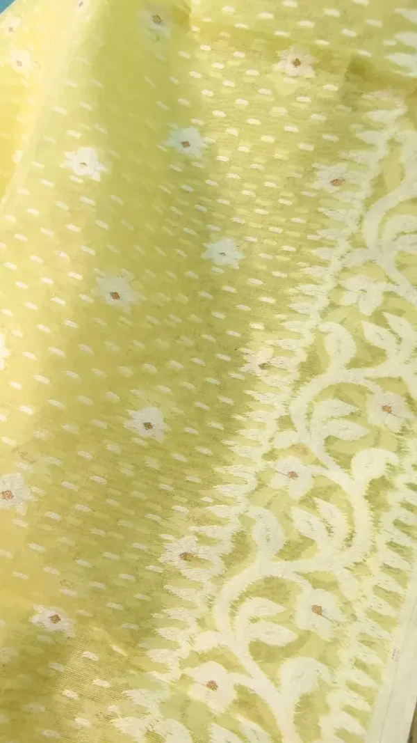 Golden Yellow Cotton Jamdani Saree,saree