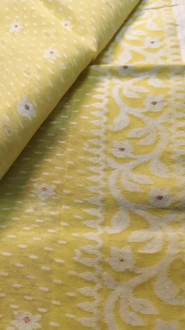 Golden Yellow Cotton Jamdani Saree,saree