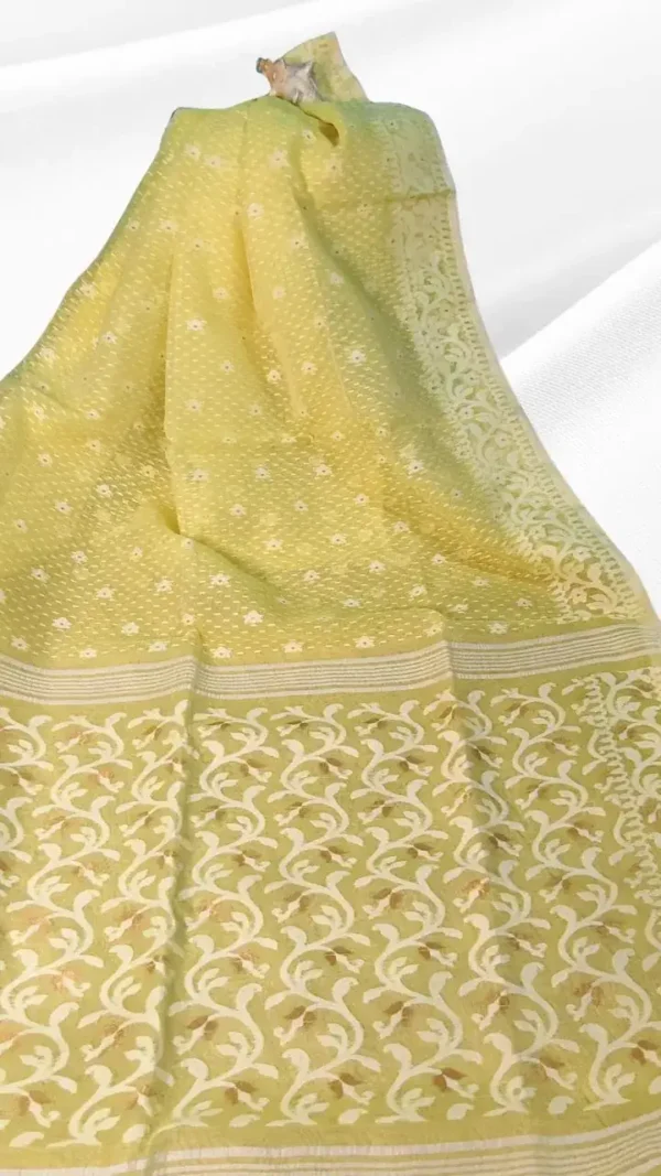 Golden Yellow Cotton Jamdani Saree,saree