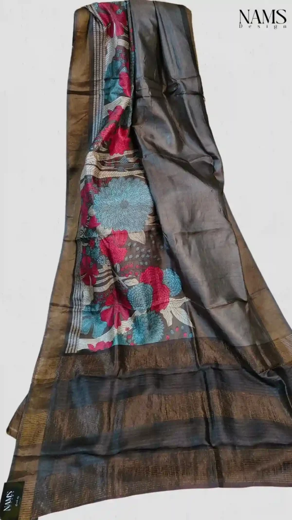 Brown Tussar Silk Saree,saree