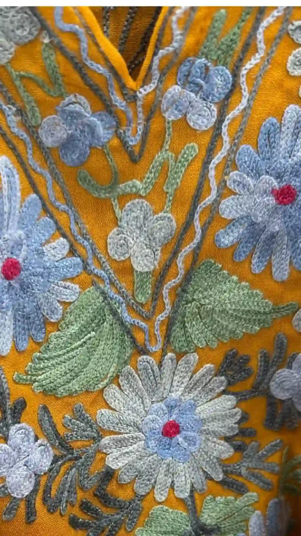 Orange Silk Embroidered Kaftan