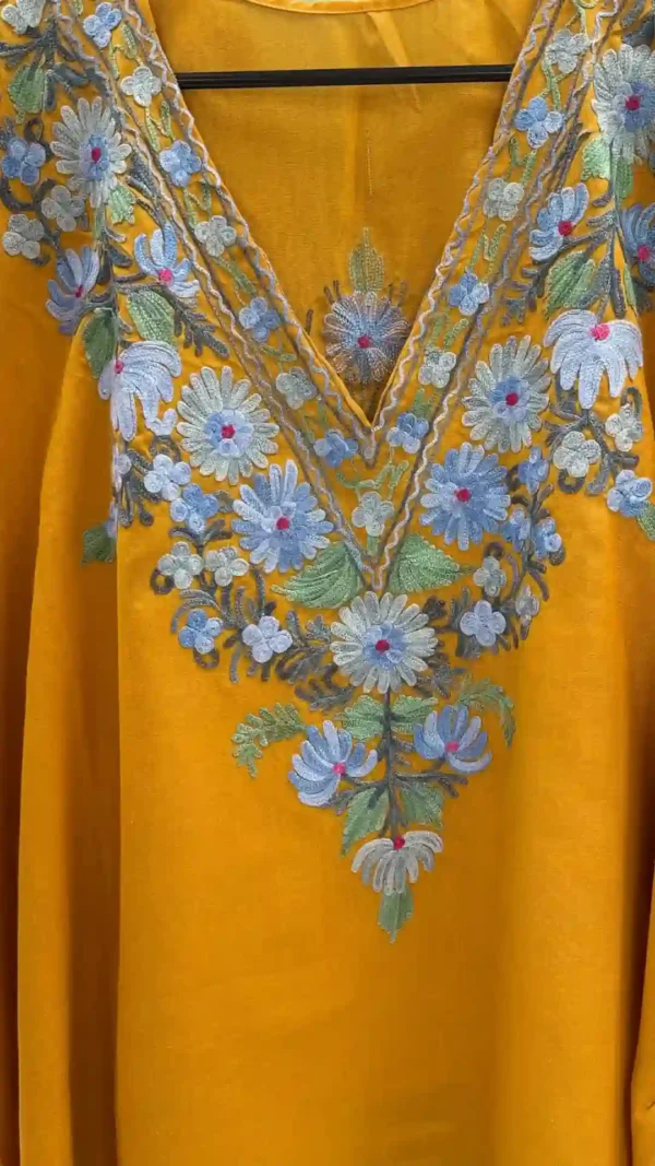 Orange Silk Embroidered Kaftan