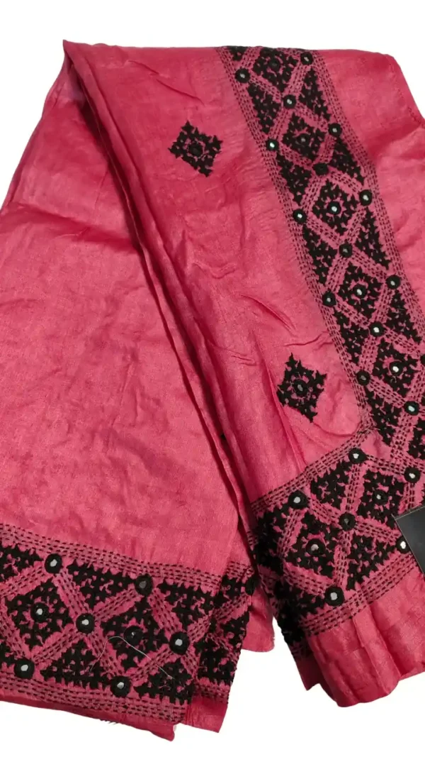 Pink Tussar silk saree