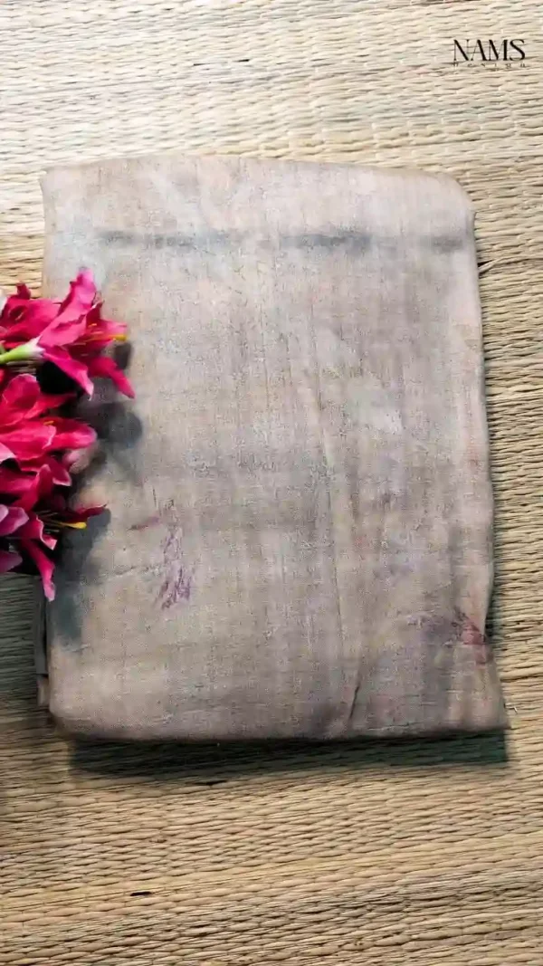 Light Green Tussar Eco Printed Saree | Exquisite Handcrafted Elegance