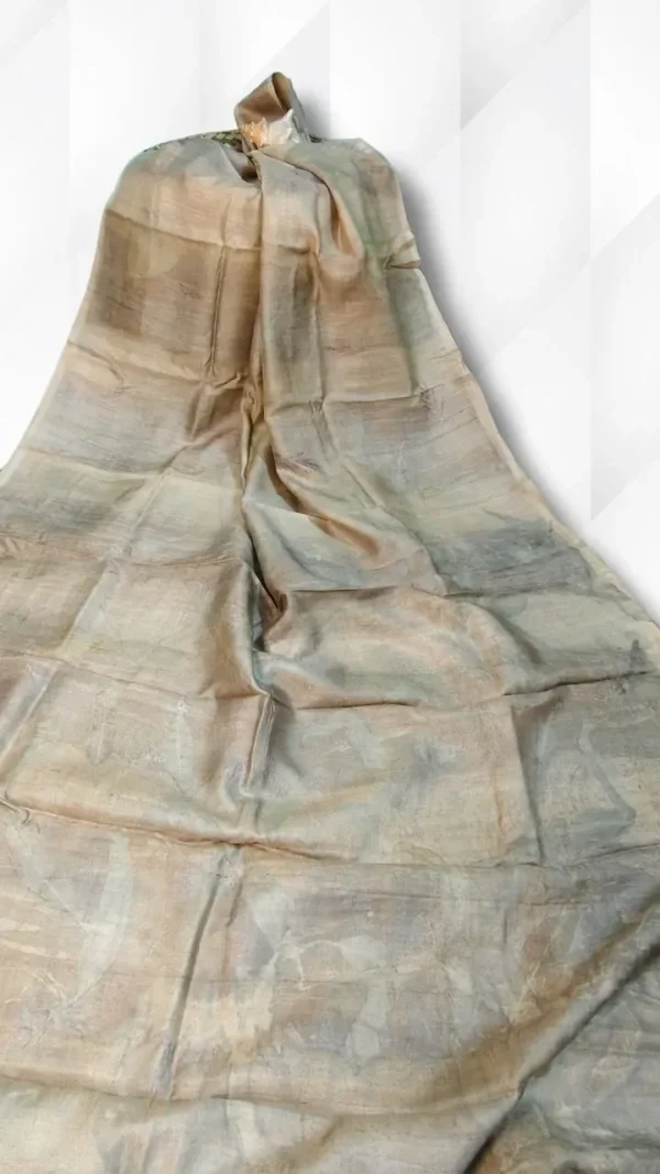 Light green color eco printed Tussar silk saree Saree
