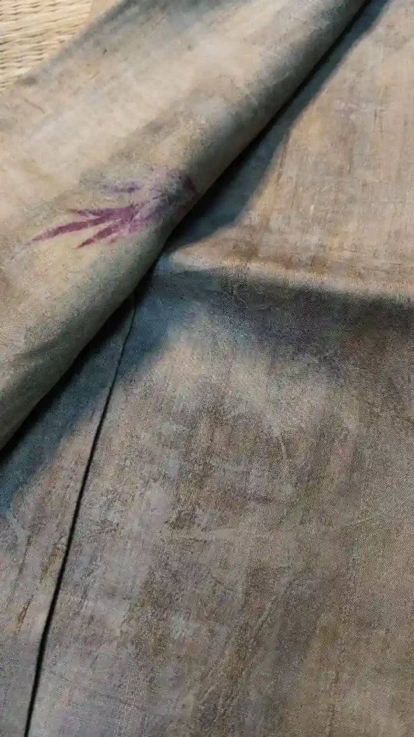 Light green color eco printed Tussar silk saree Saree