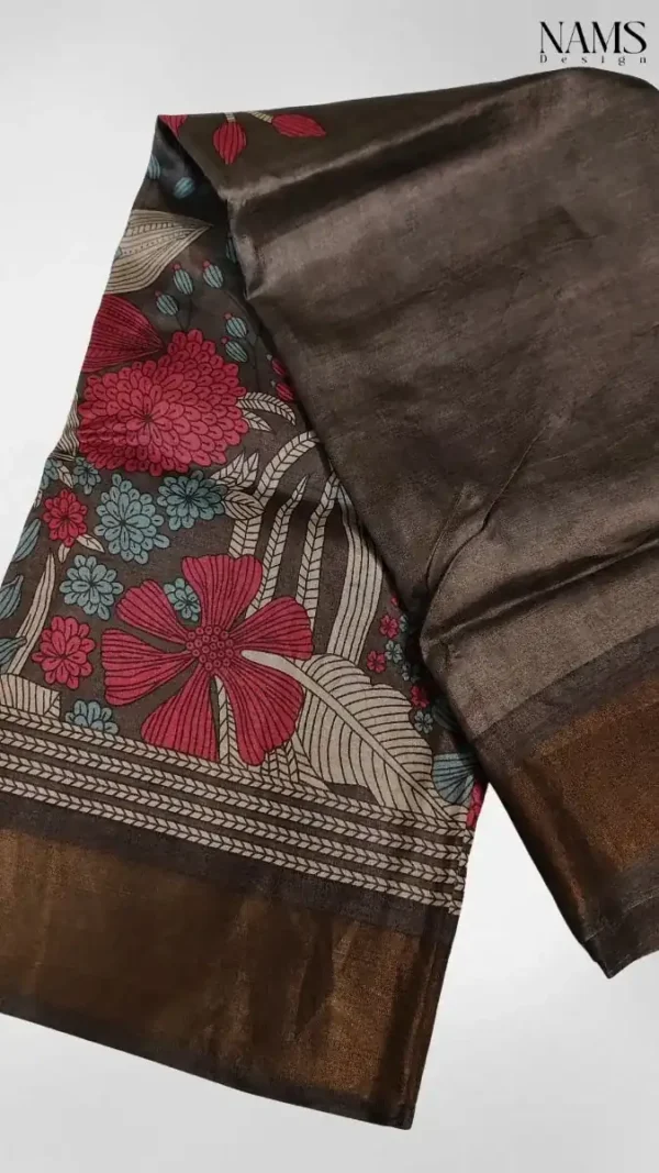 Brown Tussar Silk Saree,saree