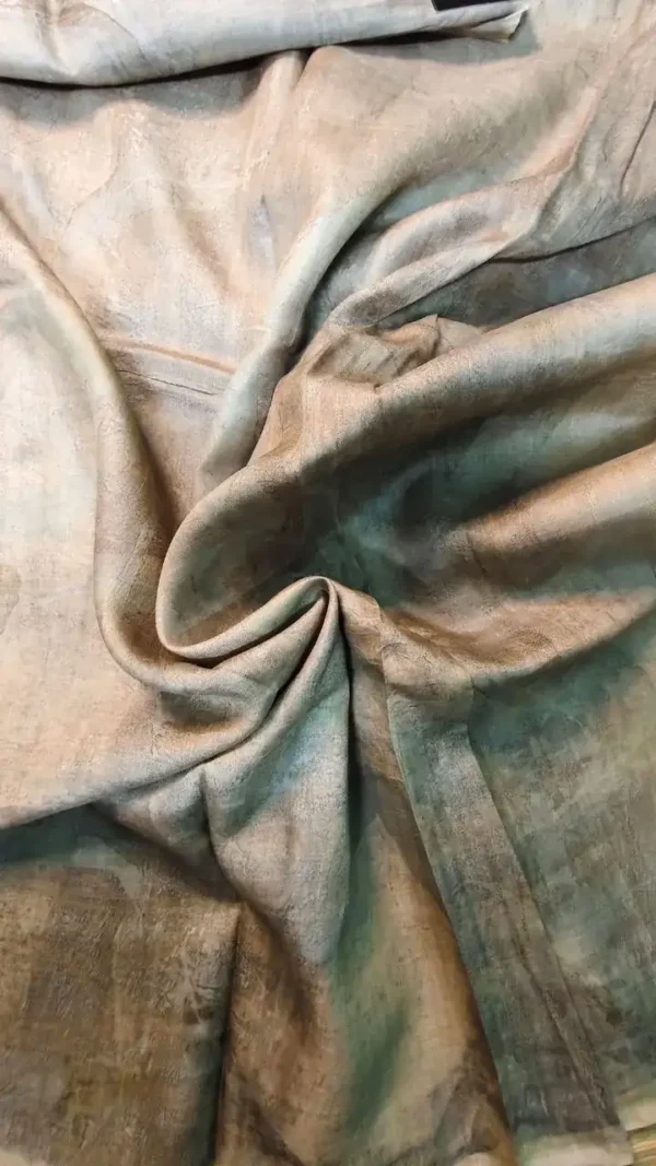 Light green color eco printed Tussar silk saree Saree