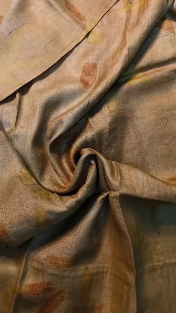 Biscuit color eco printed Tussar silk saree Saree
