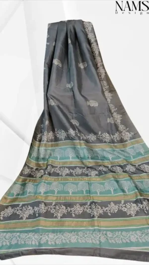 Grey Katan Silk Zari Saree