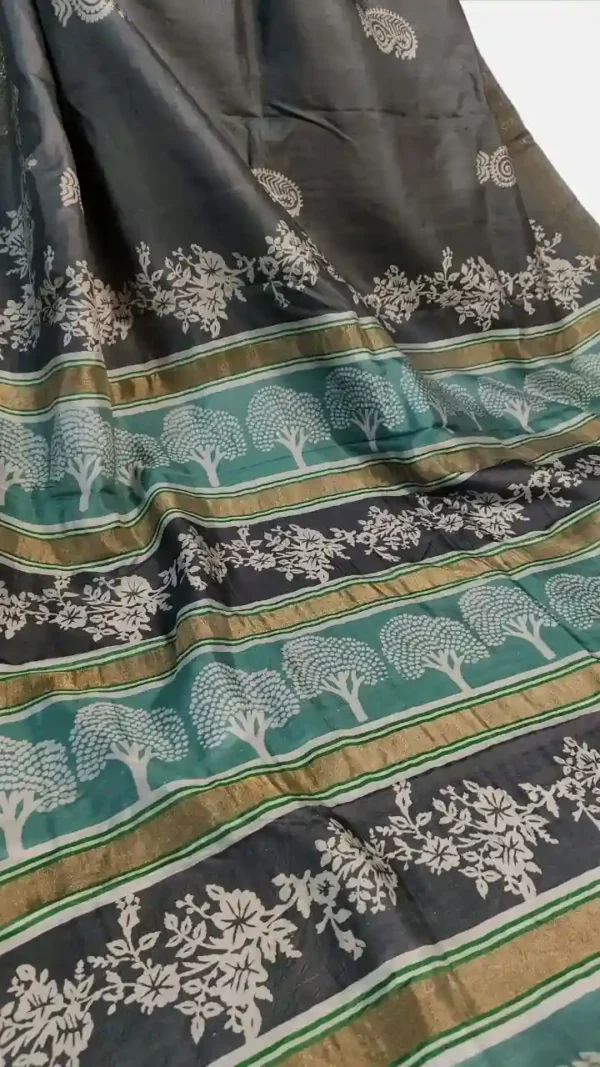 Grey Katan Silk Zari Saree