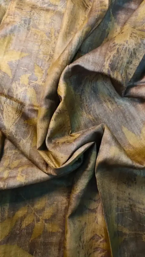Slate color eco printed Tussar silk saree Saree