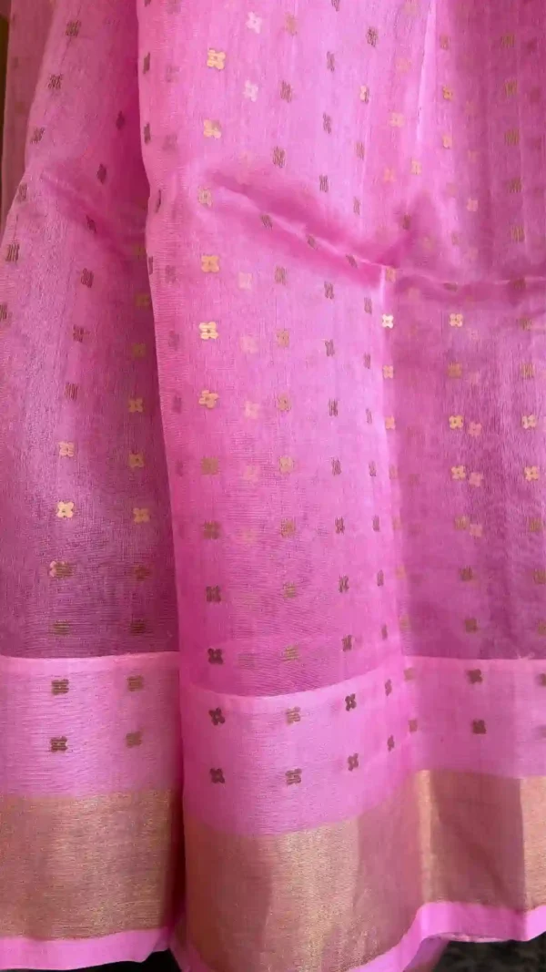 Baby Pink Resham Zari Saree