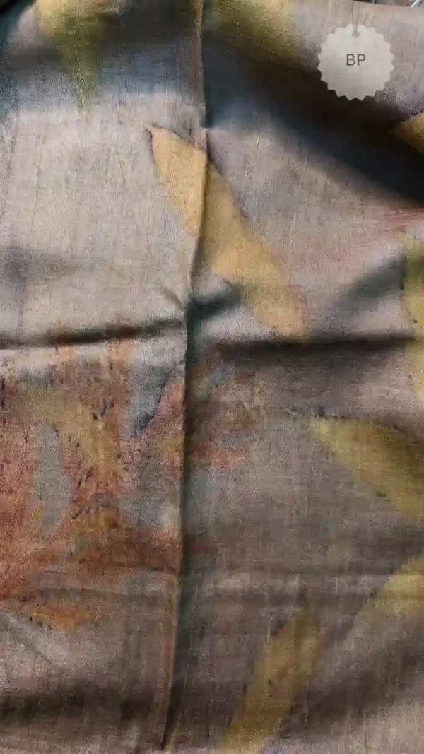 Ass color eco printed Tussar silk saree Saree