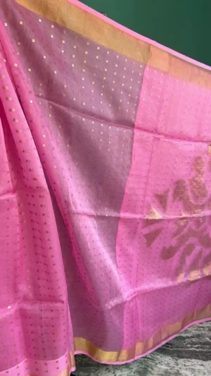 Baby Pink Resham Zari Saree