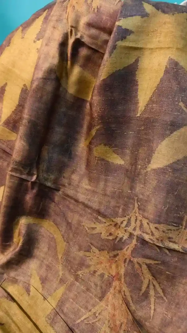 Brown color eco printed Tussar silk saree Saree