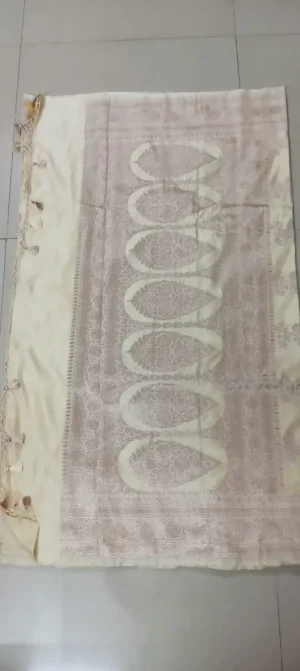 Off White Benarasi Katan Silk Saree