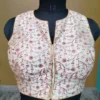 Off White Embroidary on Art Silk sleeve less Saree blouse -32