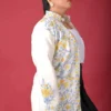 Ivory Elegance Short Silk Jacket with Floral Embroidery