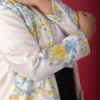 Ivory Elegance Short Silk Jacket with Floral Embroidery