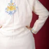 Ivory Elegance Short Silk Jacket with Floral Embroidery