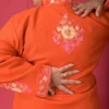 Maroon Charm Short Silk Jacket with Floral Embroidery