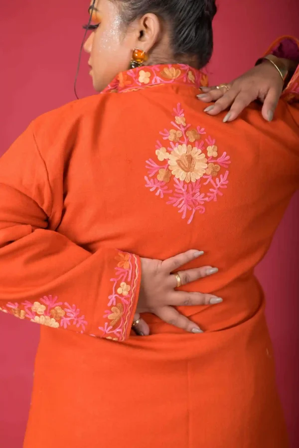 Maroon Charm Short Silk Jacket with Floral Embroidery