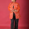 Maroon Charm Short Silk Jacket with Floral Embroidery