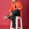 Maroon Charm Short Silk Jacket with Floral Embroidery