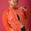 Maroon Charm Short Silk Jacket with Floral Embroidery