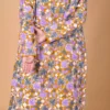 Golden Harmony Long Silk Jacket with Floral Embroidery