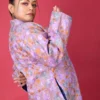 Purple Silk Floral Embroidery Jacket
