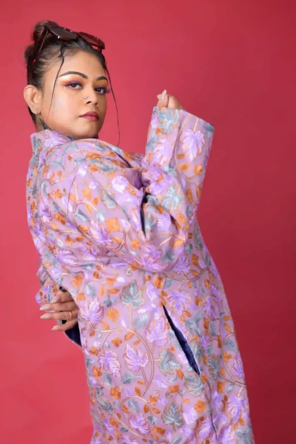Purple Silk Floral Embroidery Jacket