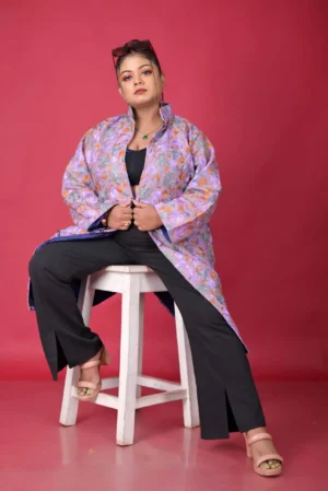 Purple Silk Floral Embroidery Jacket