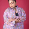 Purple Silk Floral Embroidery Jacket