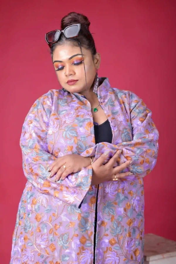 Purple Silk Floral Embroidery Jacket