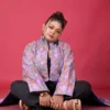Purple Silk Floral Embroidery Jacket