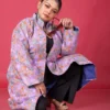 Purple Silk Floral Embroidery Jacket