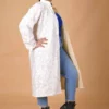 Ivory Grace Long Silk Jacket with Floral Embroidery